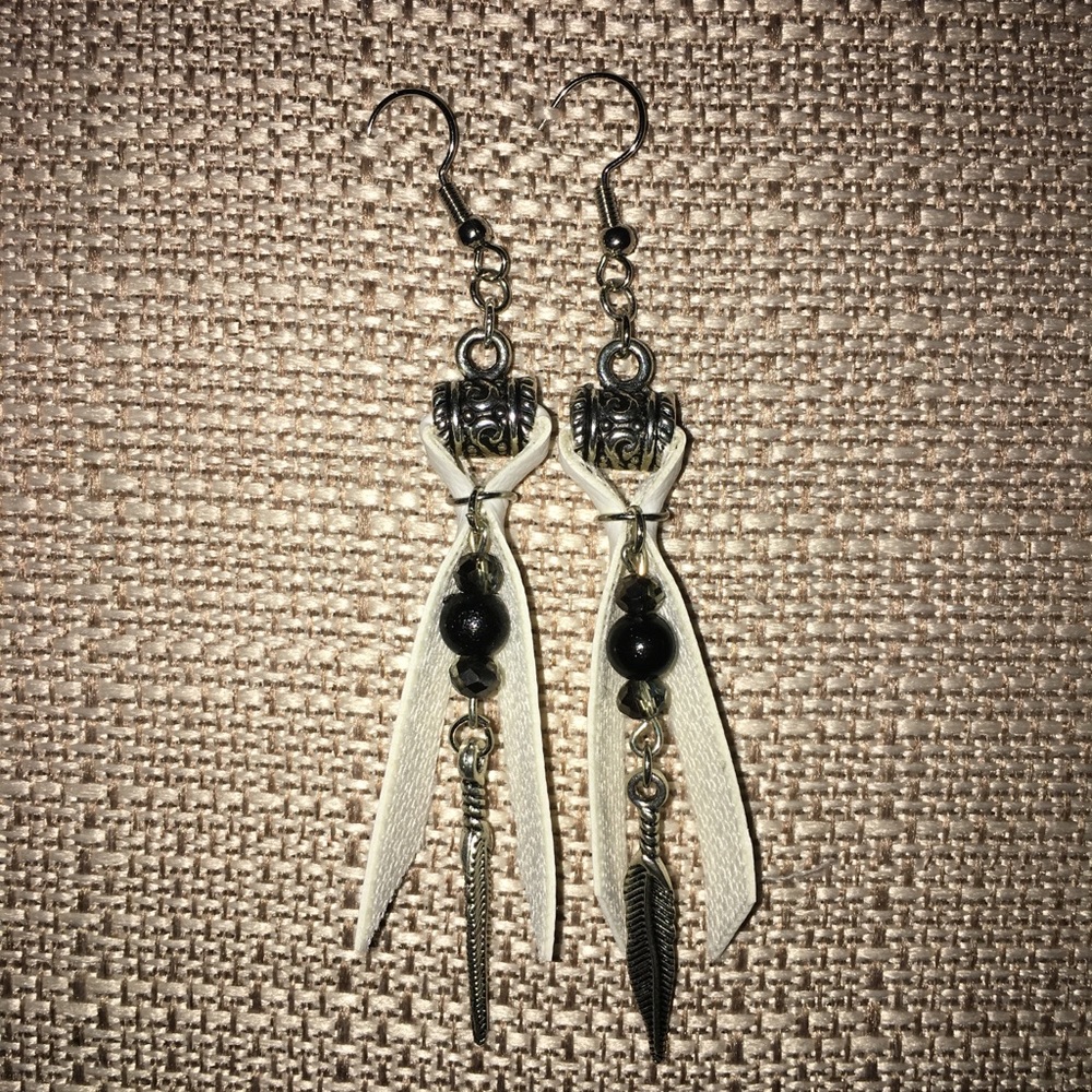Feather drop earrings